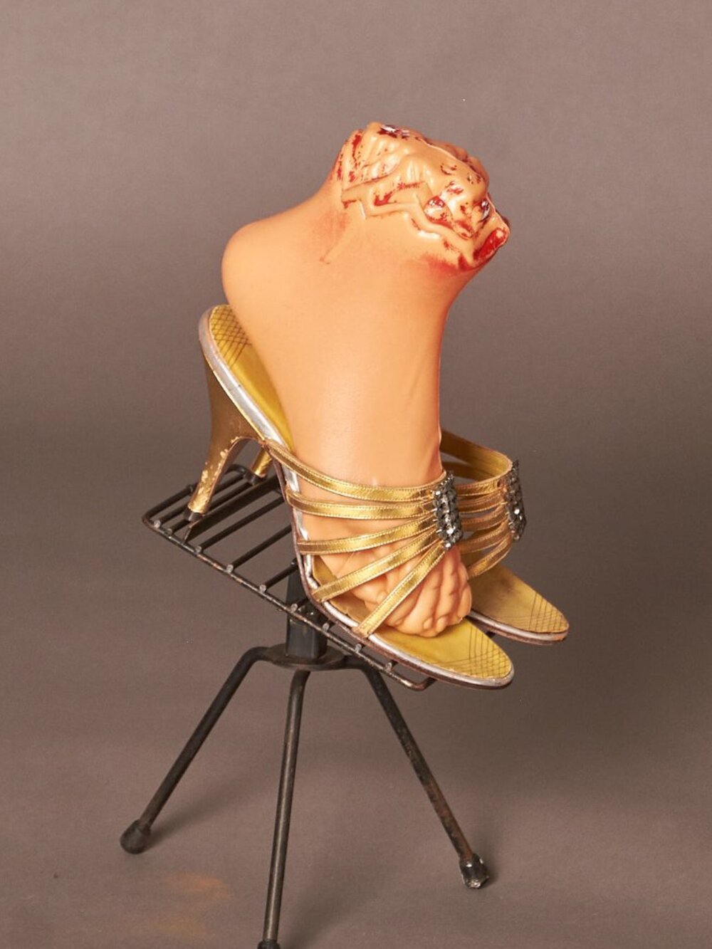 1950s Shiny Gold and Jeweled Strapy Heels Petite Shoes